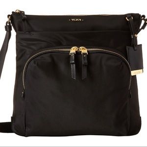 Tumi Black Crossbody Bag with Gold Accents